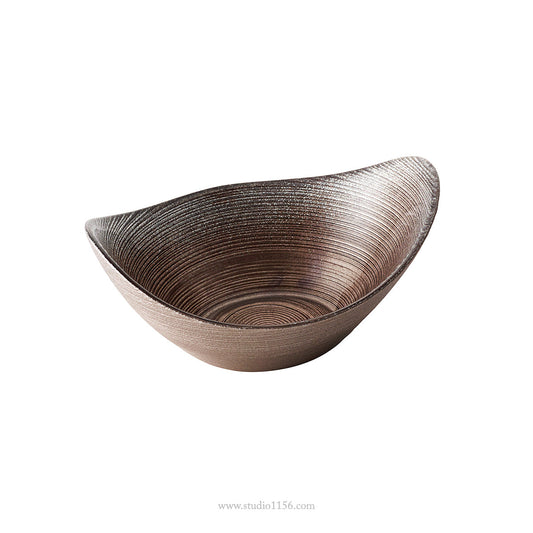 ガラス食器 サークルシリーズ 楕円小鉢 16cm GD/BZ