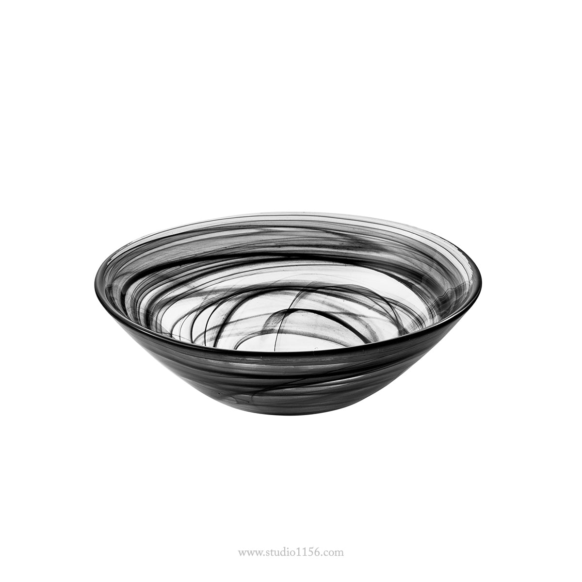 ガラス食器 水墨 ボウル 17cm BK/WH